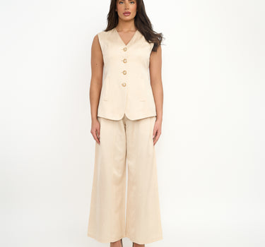 Mona Button Up Longline Waistcoat -Ivory Cream