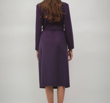 Mauve Purple Suit Collar Long Wool Coat with 15% Cashmere S6551 - Mauve Purple