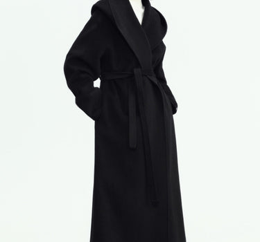 Sarah black hooded long coat