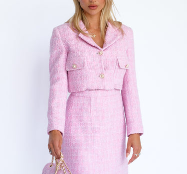 Pink Tweed Suit (Top + Skirt) - Pink