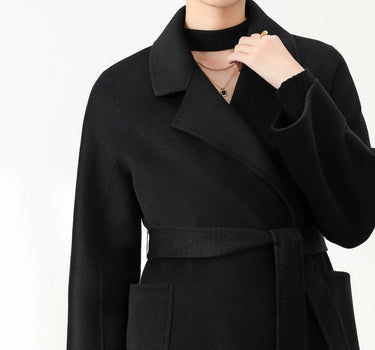 100% Cashmere Elegance Mid-Length Coat CA005 - Black