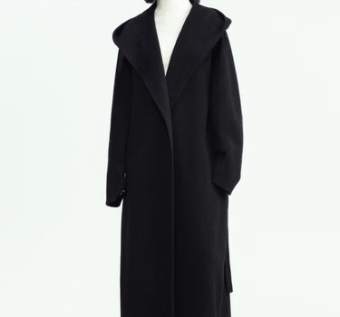 Sarah black hooded long coat