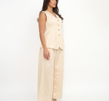 Mona Button Up Longline Waistcoat -Ivory Cream