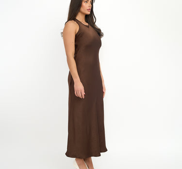 Natalia Cross  Back  Long Dress Brown