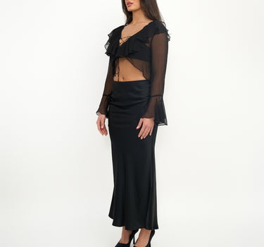 Satin Maxi Skirt Black