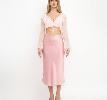 Amilia Crop Silk Top- Pink