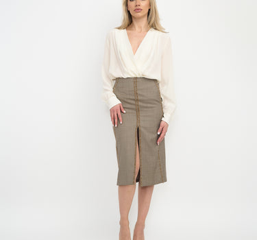 Elegant Pencil Skirt-Khaki