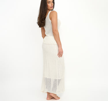 Kara Beach Knitted Skirt-White