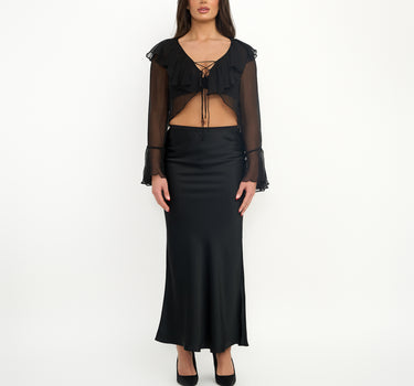 Satin Maxi Skirt Black