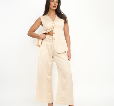 Mona Tailored Belted Trouser -Ivory Cream