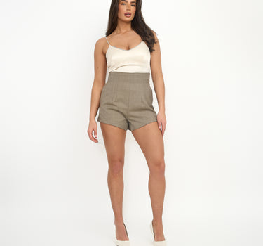 Elegant High Waisted Short-Khaki