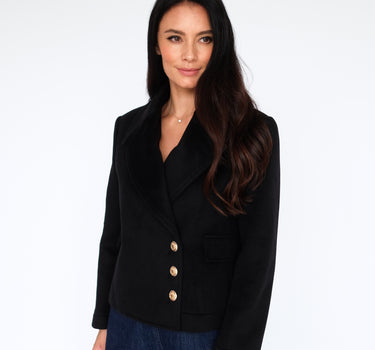 Black Single-Breasted 15% Cashmere Blazer S6570 - Black