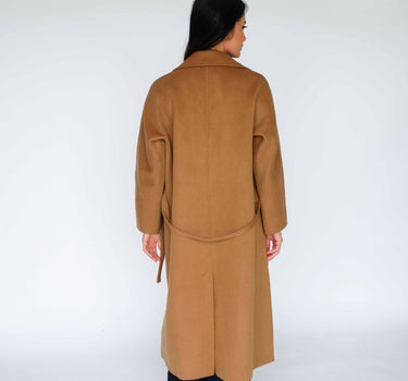 Camel Suit Collar Belted 15% Cashmere Long Coat S6750 - Camel