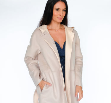 Double-faced Long Wool Coat in Light Grey and Flesh Pink-HY22W6023 - Light Grey & Flesh Pink