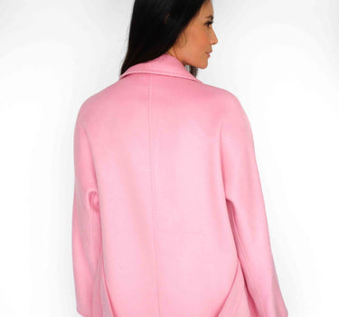 Double-Breasted Three-Button 100% Cashmere Suit Collar Long Coat With Belt CA007 - Pink