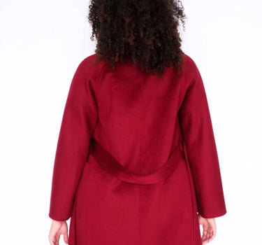 100% Cashmere Long Overcoat with Bathrobe-Inspired Design and Suit Collar CA006 - Burgundy