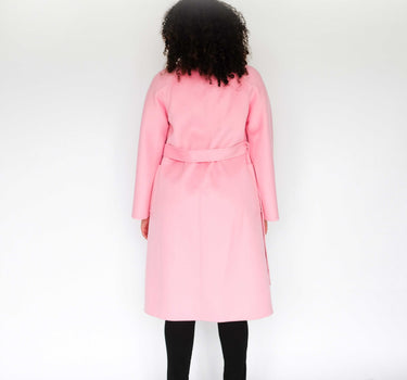 100% Cashmere Long Overcoat with Bathrobe-Inspired Design and Suit Collar CA006 - Pink