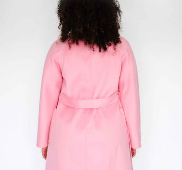 100% Cashmere Long Overcoat with Bathrobe-Inspired Design and Suit Collar CA006 - Pink