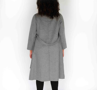 100% Cashmere Stand Collar Long Coat With Belt CA008 - Dark Grey