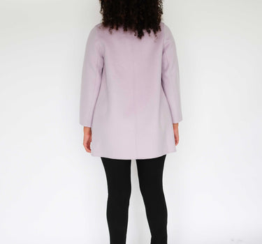 Loose-fit Suit Collar Double-Breasted 100% Cashmere Mid-Length Coat CA6679 - Light Purple