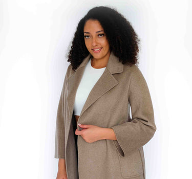 100% Cashmere Elegance Mid-Length Coat CA005 - Natural Camel