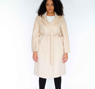 100% Cashmere Long Overcoat with Bathrobe-Inspired Design and Suit Collar CA006 - Beige