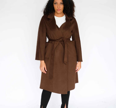 100% Cashmere Long Overcoat with Bathrobe-Inspired Design and Suit Collar CA006 - Deep Brown