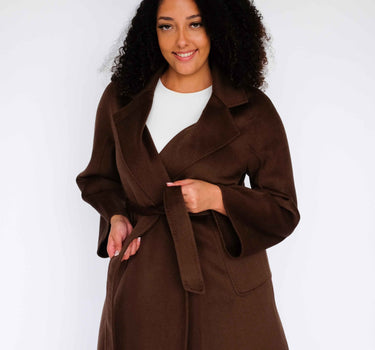 100% Cashmere Long Overcoat with Bathrobe-Inspired Design and Suit Collar CA006 - Deep Brown