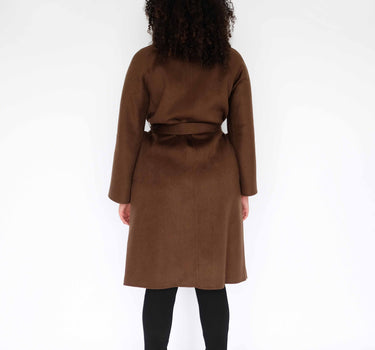 100% Cashmere Long Overcoat with Bathrobe-Inspired Design and Suit Collar CA006 - Deep Brown