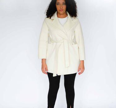 100% Cashmere Elegance Mid-Length Coat CA005 - White