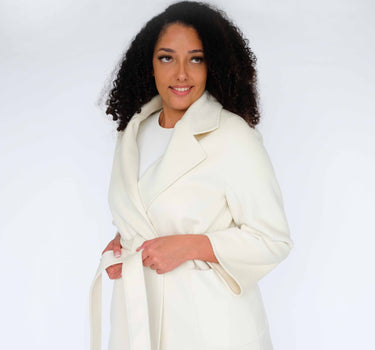 100% Cashmere Elegance Mid-Length Coat CA005 - White