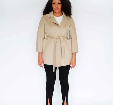 100% Cashmere Elegance Mid-Length Coat CA005 - Light Mocha