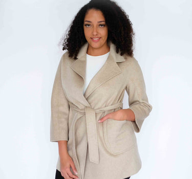 100% Cashmere Elegance Mid-Length Coat CA005 - Light Mocha