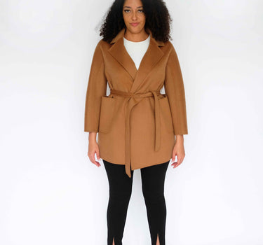 100% Cashmere Elegance Mid-Length Coat CA005 - Classic Camel