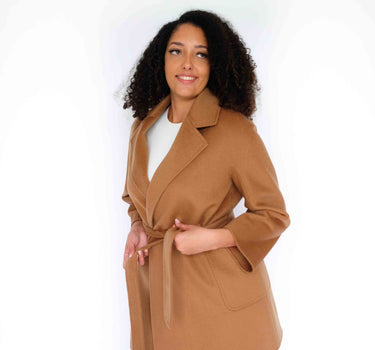 100% Cashmere Elegance Mid-Length Coat CA005 - Classic Camel