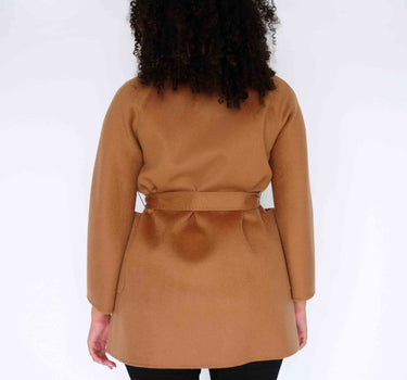 100% Cashmere Elegance Mid-Length Coat CA005 - Classic Camel