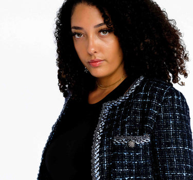 The Midnight Azure Luxe Tweed Jacket-Abraham Moon - Dark Blue