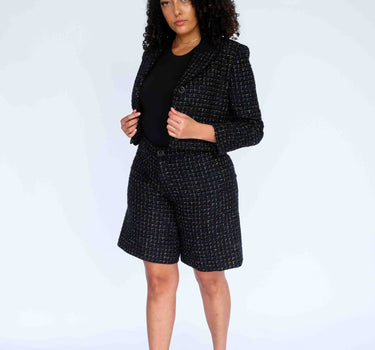 Black Rainbow Check Tweed Short-Abraham Moon (Pre-order) - Black & Rainbow