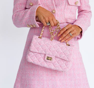 Pink Tweed Suit (Top + Skirt) - Pink