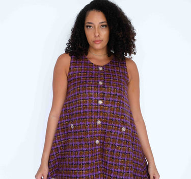 A-line flared vest dress-Abraham Moon - Purple