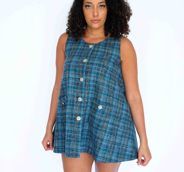 A-line flared vest dress-Abraham Moon - Blue