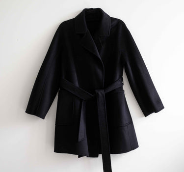 100% Cashmere Elegance Mid-Length Coat CA005 - Black