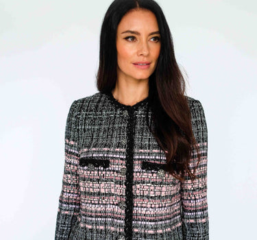 Watercolor Nightfall Tweed Jacket - Black & Pink