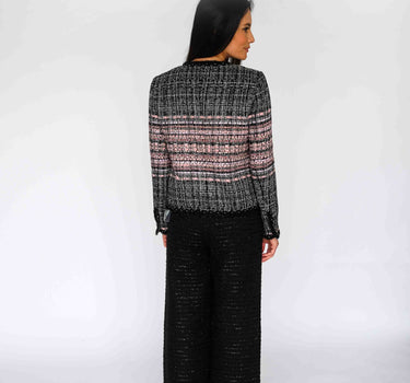 Watercolor Nightfall Tweed Jacket - Black & Pink