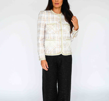 White Plume Splendor Tweed Jacket - White