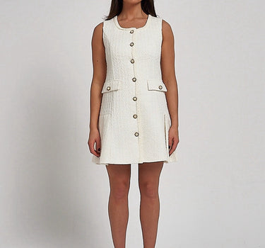 Ariana white tweed dress