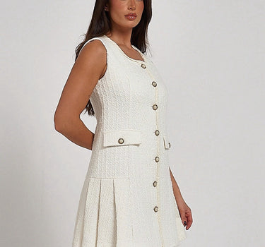 Ariana white tweed dress