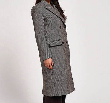 Brown herringbone wool coat