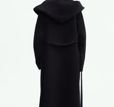 Sarah black hooded long coat