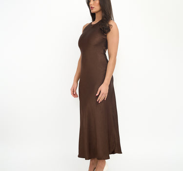 Natalia Cross  Back  Long Dress Brown